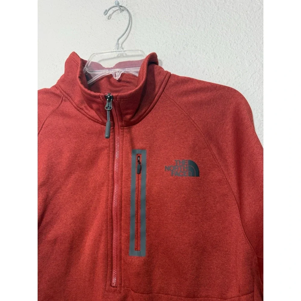 Mens North Face 1/4 Zip Red Pullover Sweater Outdoor Hiking Winter Warm